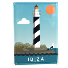 Ibiza Souvenir, Vintage Decorative Metal Sign Portinatx Lighthouse