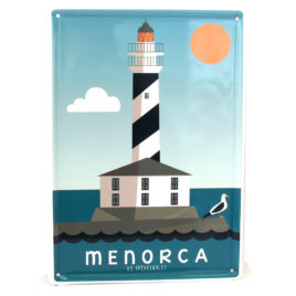 Menorca Souvenir, Vintage Decorative Metal Sign Favaritx Lighthouse