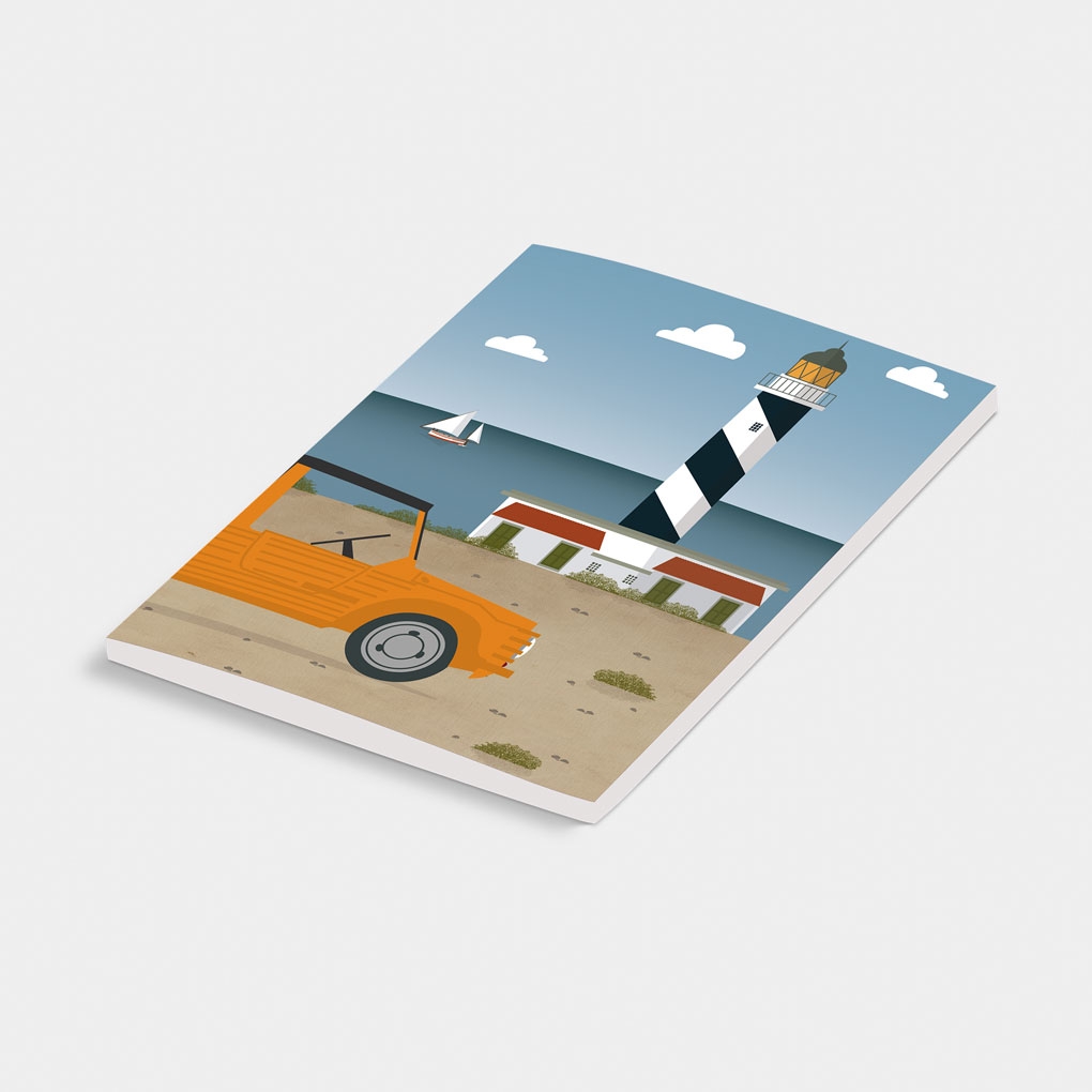 libreta mallorca, faro y mehari