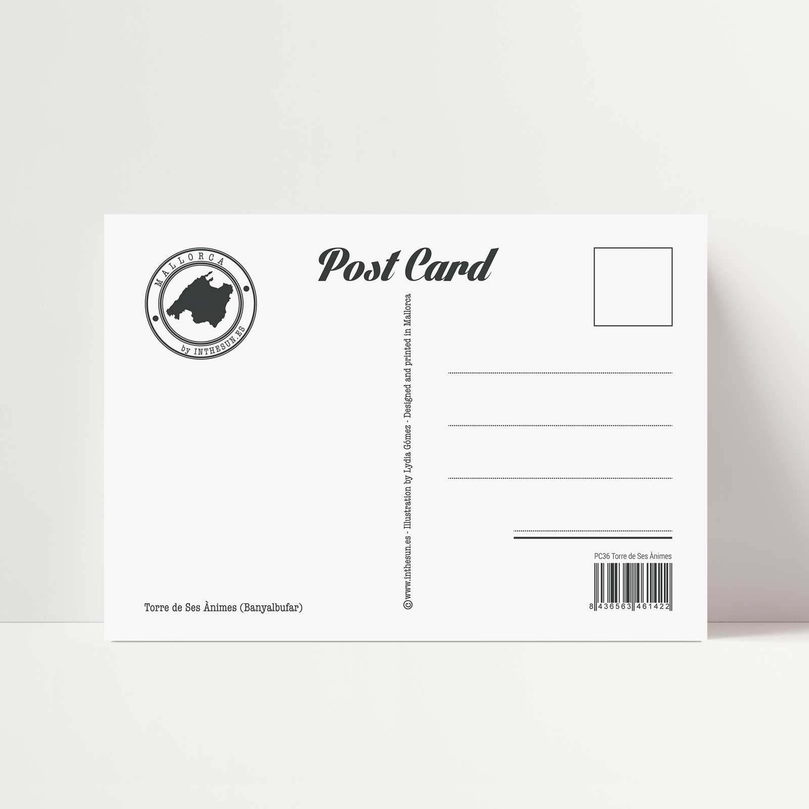 postal mallorca, trasera postal