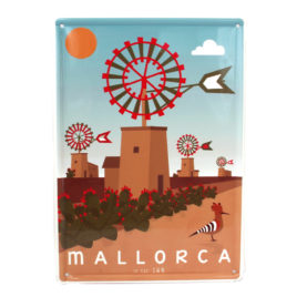 Mallorca metal sign, Windmills & Hoopoe