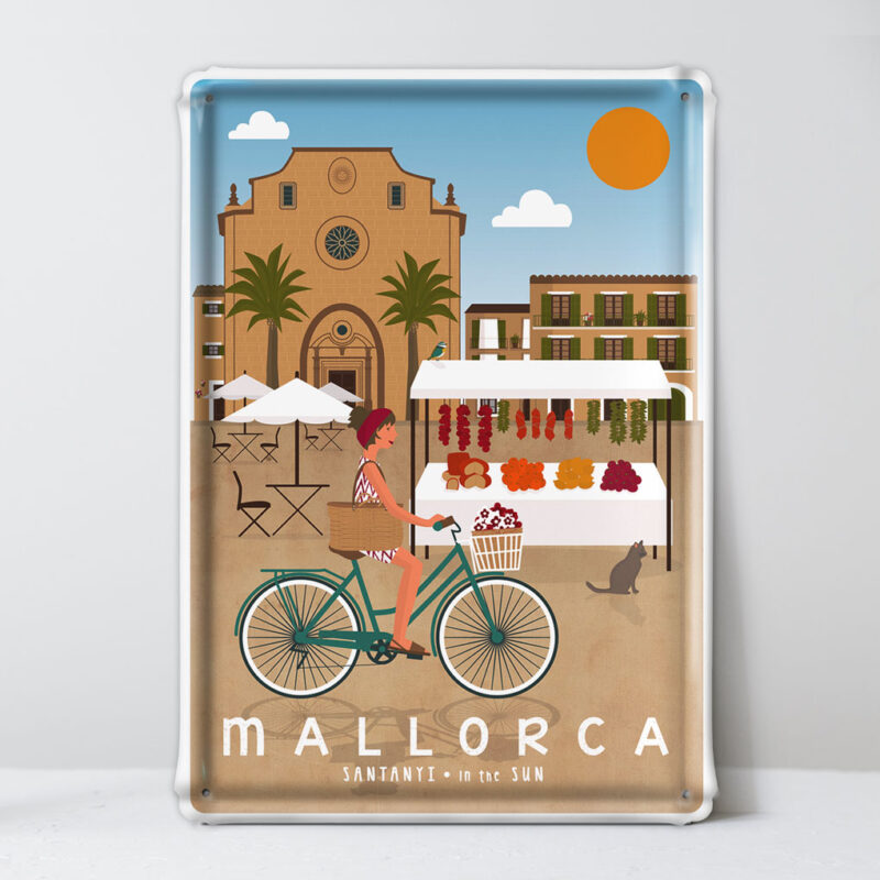 placa decorativa Mallorca,Santanyi y bicicleta