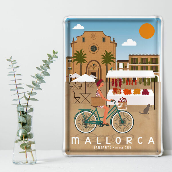 Placa decorativa Mallorca, Santanyi y Bicicleta