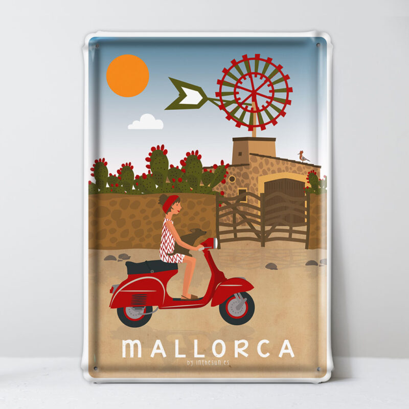 placa decorativa Mallorca, Molino y Vespa