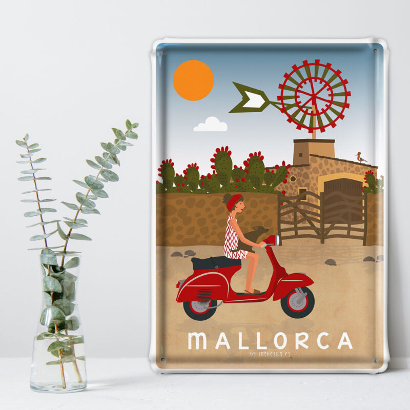 Placa decorativa Mallorca, Molino y Vespa