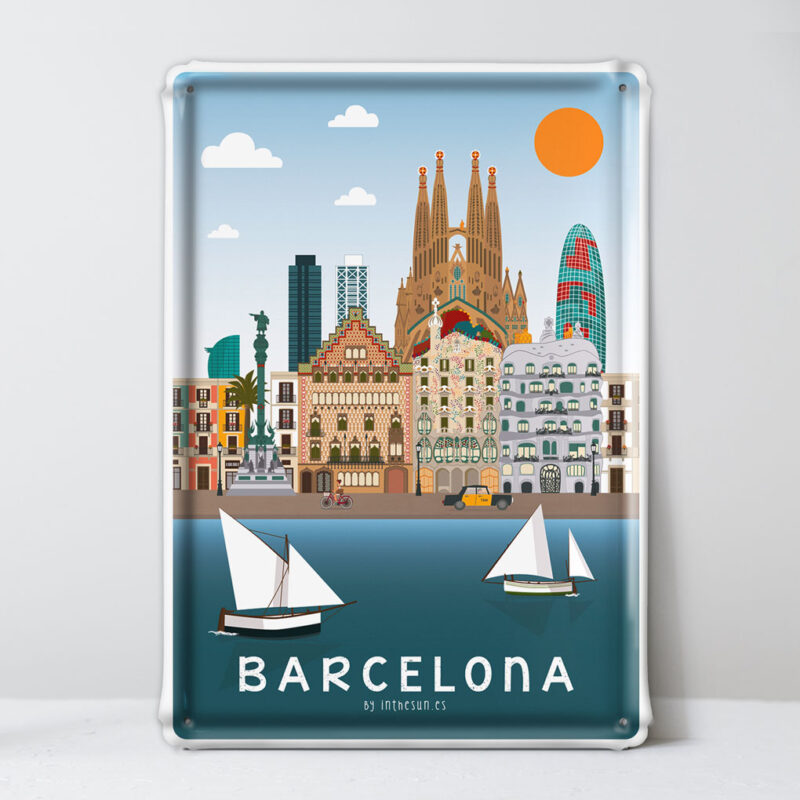 placa decorativa Barcelona, Skyline Barcelona