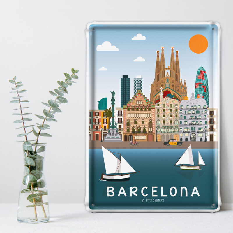 Placa decorativa Barcelona, Skyline Barcelona