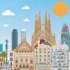 Art Print Barcelona Skyline