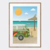 Art Print Hippie Van, Mediterranean Beach
